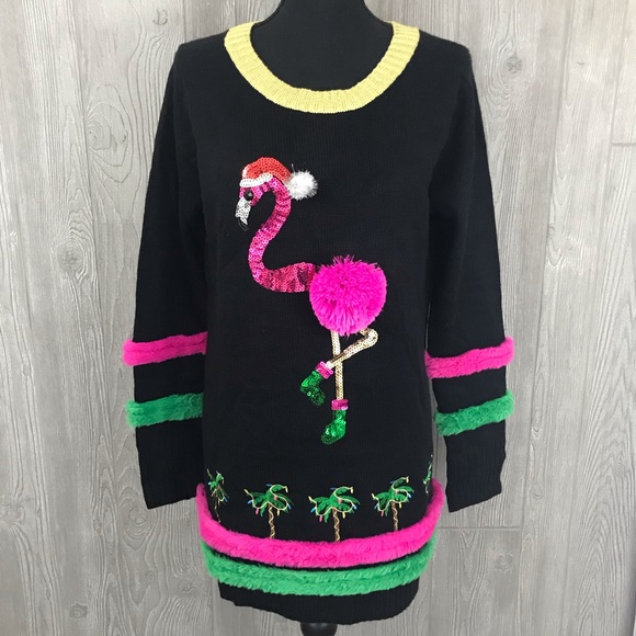 Holiday Time Fuzzy Flamingo Ugly 